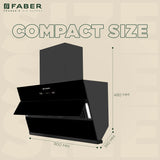 faber HOOD BLISS FL HC SC BK IN 90 Kitchen Chimney, 90 cm, 1350 m³/hr, Filterless, Heat Auto Clean, Touch & Gesture Control