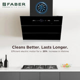 Faber HOOD COMET FL HC SC BK IN 60 Kitchen Chimney, 60 cm, 1600 m³/hr, Filterless, BLDC Motor, Auto Clean