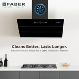 Faber COMET FL HC SC BK IN 90 Kitchen Chimney | 90 cm, 1600 m³/hr, BLDC Motor, Filterless, Auto Clean