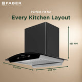 Faber CRESO XL IN HC SC FL LG 60 Kitchen Chimney | 60 cm, 1500 m³/hr, Filterless, Heat Auto Clean, Touch & Gesture