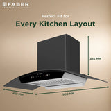 Faber CRESO XL IN HC SC FL LG 90 Kitchen Chimney | 90 cm, 1500 m³/hr, Filterless, Heat Auto Clean, Touch & Gesture