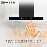 Faber DAZZLE HC SC FL BK IN 75 Kitchen Chimney | 75 cm, 1500 m³/hr, BLDC Motor, Filterless, Auto Clean