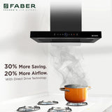 Faber DAZZLE HC SC FL BK IN 75 Kitchen Chimney | 75 cm, 1500 m³/hr, BLDC Motor, Filterless, Auto Clean