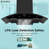 Faber HOOD ENIGMA BLDC HC SC BK 90 Kitchen Chimney | 90 cm, 1600 m³/hr, BLDC Motor, Filterless, Auto Clean, LPG Leakage Sensor