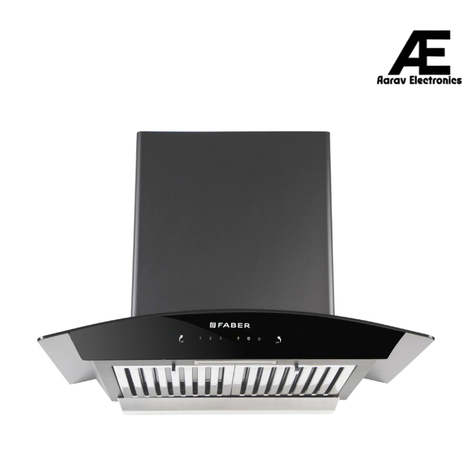 Faber FEEL PRO TC SC BF BK 60 Kitchen Chimney | 60 cm, 1320 m³/hr, 3-Layer SS Baffle Filter, Touch & Gesture Control