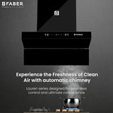 Faber LAUREN IN HC SC FL BK 60 Kitchen Chimney | 60 cm, 1400 m³/hr, Filterless, Heat Auto Clean, Odor Sensor