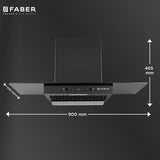 Faber MERCURY PRO IN HC SC BK FL 90 Kitchen Chimney | 90 cm, 1200 m³/hr, Baffle Filter, Auto Clean, Touch & Gesture