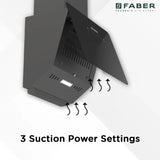 Faber HOOD MOJITO IN HC SC FL BK 60 Kitchen Chimney, 60 cm, 1200 m³/hr, Filterless, Heat Auto Clean, Touch & Gesture Control