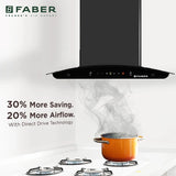 Faber HOOD MYSTIC HC SC FL BK IN 60 Kitchen Chimney | 60 cm, 1500 m³/hr, Filterless, BLDC Motor, Auto Clean