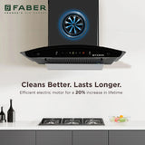 Faber HOOD MYSTIC HC SC FL BK IN 60 Kitchen Chimney | 60 cm, 1500 m³/hr, Filterless, BLDC Motor, Auto Clean