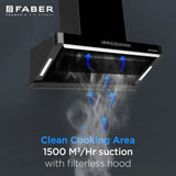 Faber HOOD PINNACLE FL HC BK 90 Kitchen Chimney | 90 cm, 1500 m³/hr, Filterless, Heat Auto Clean, Touch & Gesture Control
