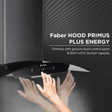 Faber HOOD PRIMUS PLUS ENERGY IN HCSC BK 75 Kitchen Chimney | 75 cm, 1500 m³/hr, Filterless, Heat Auto Clean