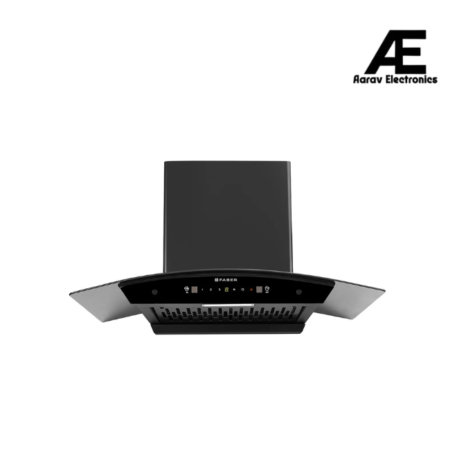 Faber Iris 75 cm Filterless Kitchen Chimney with 1500 m³/hr Suction, Auto-Clean, BLDC Motor & Touch/Gesture Control – HOOD IRIS HC SC FL BK IN 75