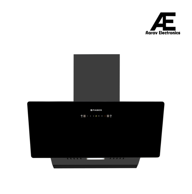 Faber Trendy 75cm 1500m³/hr BLDC Autoclean Black Glass Chimney | Filterless | Touch & Gesture Control - Hood Trendy BLDC HC SC FL BK IN 75 - V