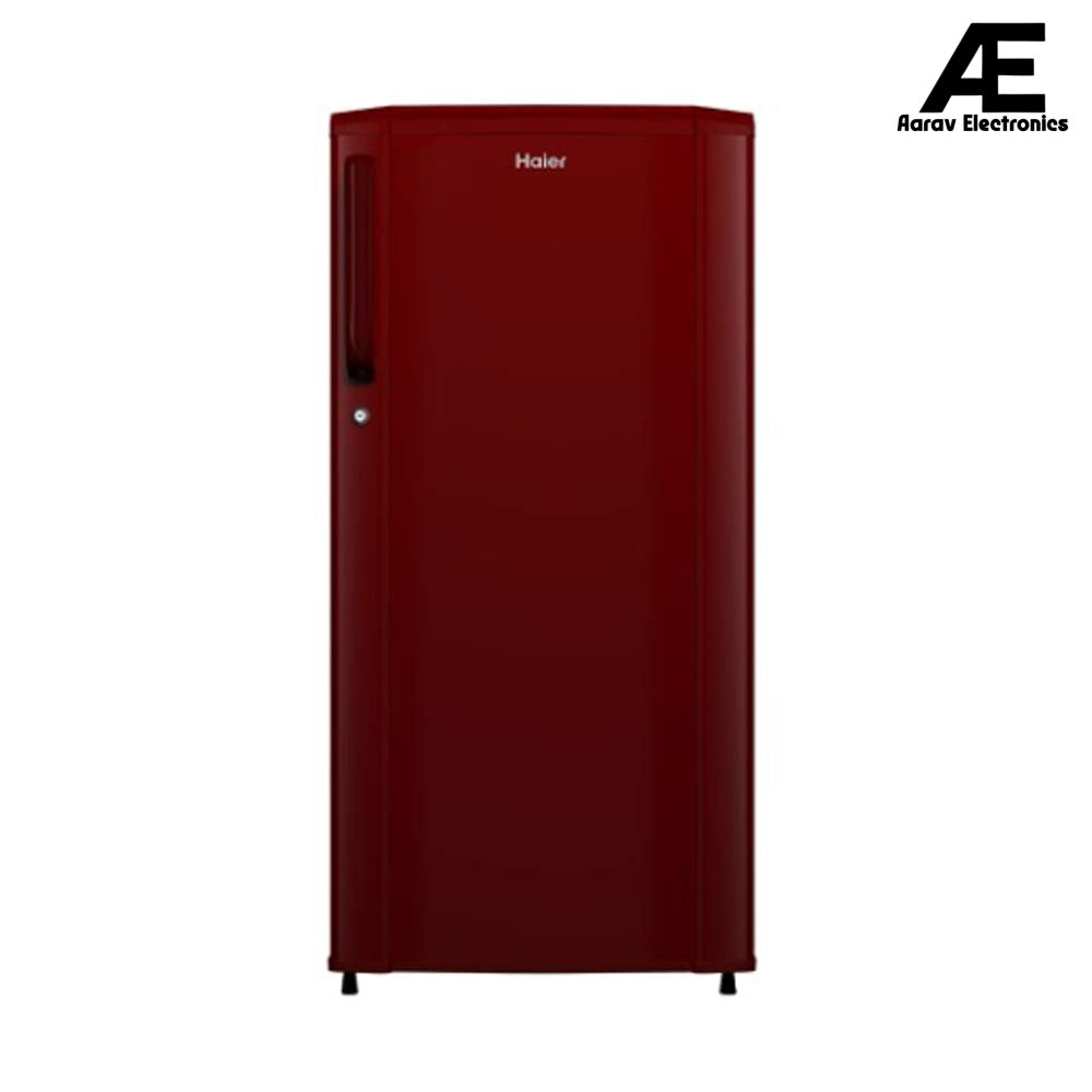 Haier 165L 1 Star Direct Cool Single Door Refrigerator | Wired Shelves | Large Veg Box | Fast Ice Making | Longer Cooling Retention | Easy Clean Back (HRD-1851BBRA-P, Red Mono)