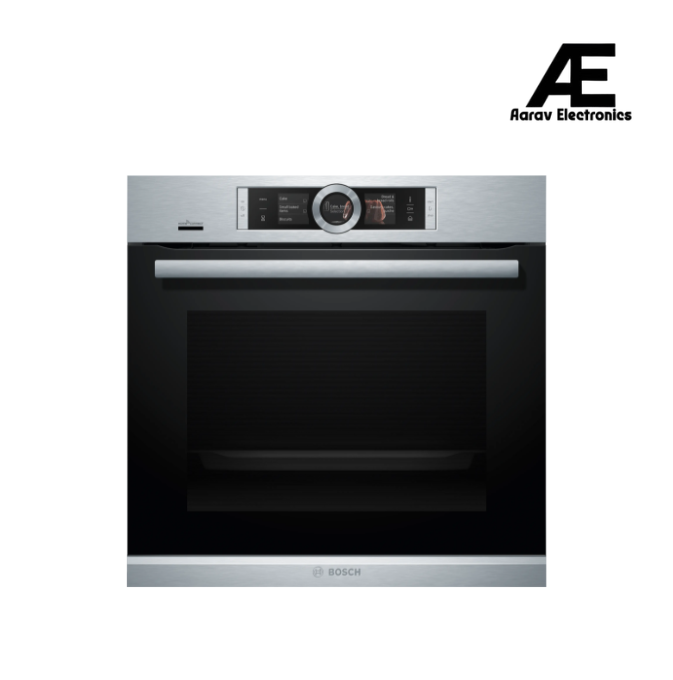 Bosch Series 8 Built-in Oven 60 × 60 cm Stainless Steel with Added Steam, 4D Hot Air & Pyrolytic + Hydrolytic Cleaning - HRG6769S6
