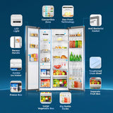 Haier 602L 3Star 2-Door Side by Side Frost Free Refrigerator|Convertible|Smart Sense AI | Expert Inverter|Digital Display Panel | Deo Fresh Technology (HRS-682SSU1, Shiny Silver)