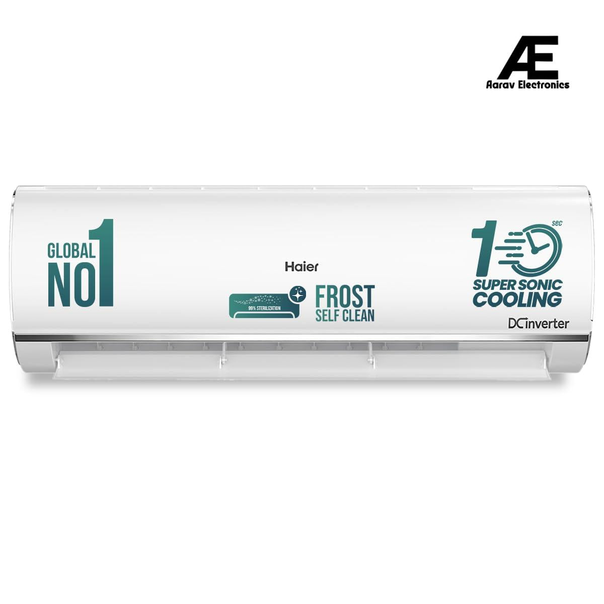 Haier 1.5 Ton 5 Star Triple Inverter Split AC (4850 W, Copper, 7 in 1 Convertible, 4-Way Swing, Frost Self Clean, HD Filter, Cools at 60°C, 20 Mtr. Air Throw - HSU18K-PYSS5BN-INV, White)