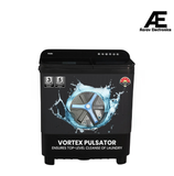 Haier 10 kg 5 Star Toughened Glass &amp; Vortex pulsator Semi Automatic Top Load (HTW100-178BKN1,Black)