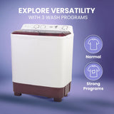 Haier 7 Kg 5 Star Semi Automatic Top Load Washing Machine with Anti Bacterial Cross Pulsator and Spray Function (HTW70-1187BTN, Anti Rat Mesh, Magic Filter, Castors, Burgundy)