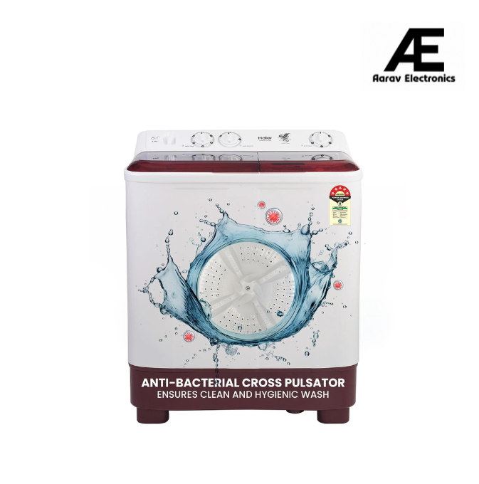 Haier 7 Kg 5 Star Semi Automatic Top Load Washing Machine with Anti Bacterial Cross Pulsator and Spray Function (HTW70-1187BTN, Anti Rat Mesh, Magic Filter, Castors, Burgundy)