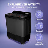 Haier 9 kg 5 Star Toughened Glass &amp; Vortex pulsator Semi Automatic Top Load (HTW90-178FLN,Black)