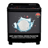 Haier 9 kg 5 Star Toughened Glass &amp; Vortex pulsator Semi Automatic Top Load (HTW90-178FLN,Black)