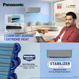 Panasonic 1.0 Ton 5 Star, New Star rated, Premium WiFi Inverter Smart Split AC (DustBuster Tech, Matter Enabled, AI, nanoe, Higher Airflow, Copper Cond., 8in1 Convertible, 4-Way, CS/CU-HU12CKY5FM-P,Grey)