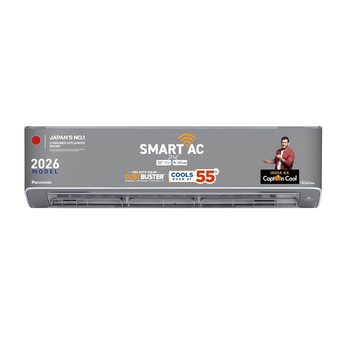 Panasonic 1.5 Ton 5 Star Premium Wi-Fi Inverter Smart Split AC (Matter/MirAIe, AI, nanoe+AQI, DustBuster, 55°C Oper., Copper Condenser, 8in1 Convertible, 4-Way, CS/CU-HU18CKY5XFMH-P, 2026 Model, Grey)