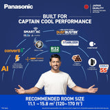 Panasonic 1.5 Ton 5 Star Premium Wi-Fi Inverter Smart Split AC (Matter/MirAIe, AI, nanoe+AQI, DustBuster, 55°C Oper., Copper Condenser, 8in1 Convertible, 4-Way, CS/CU-HU18CKY5XFMH-P, 2026 Model, Grey)