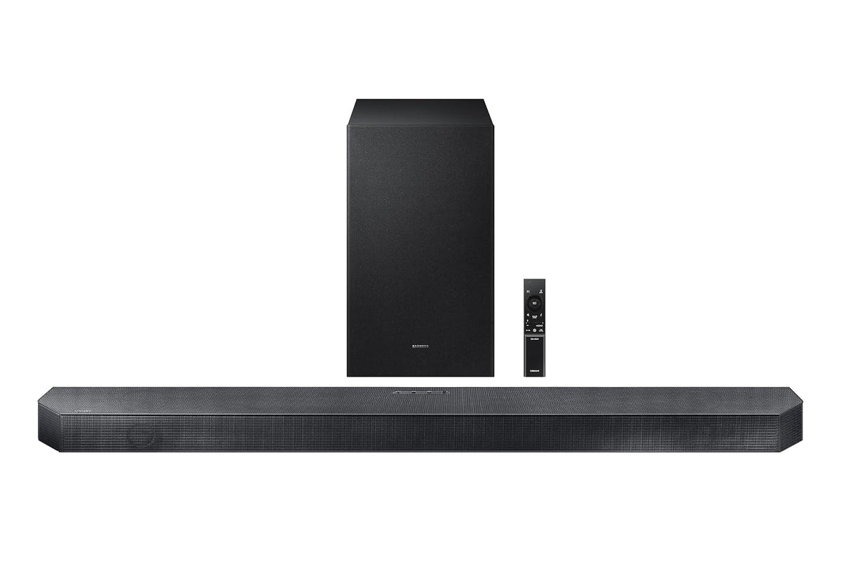 Samsung 320 W True 3.1.2ch Soundbar with Dolby Audio | Q-Symphony | Center, Up-Firing Speakers | HDMI eARC | Optical in | Bluetooth 5.3 | Wireless Subwoofer (HW-Q600H/XL, Titan Black)