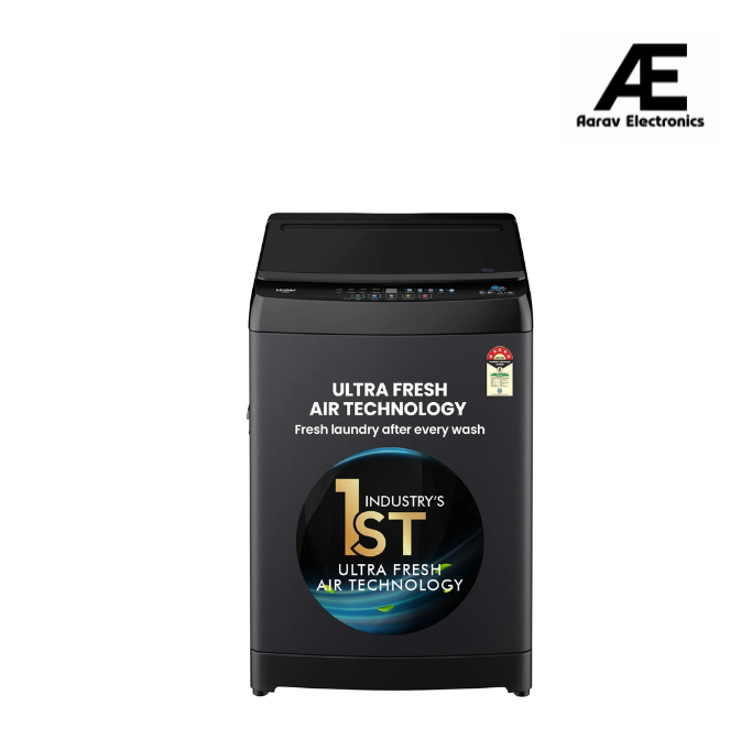 Haier 8 Kg 5 Star Fully Automatic Top Load Washing Machine with Oceanus Wave Drum, Magic Filter, 8 Wash Programs (HWM80-310BK, Black, Stainless Steel Drum, 15 Mins Quick Wash)