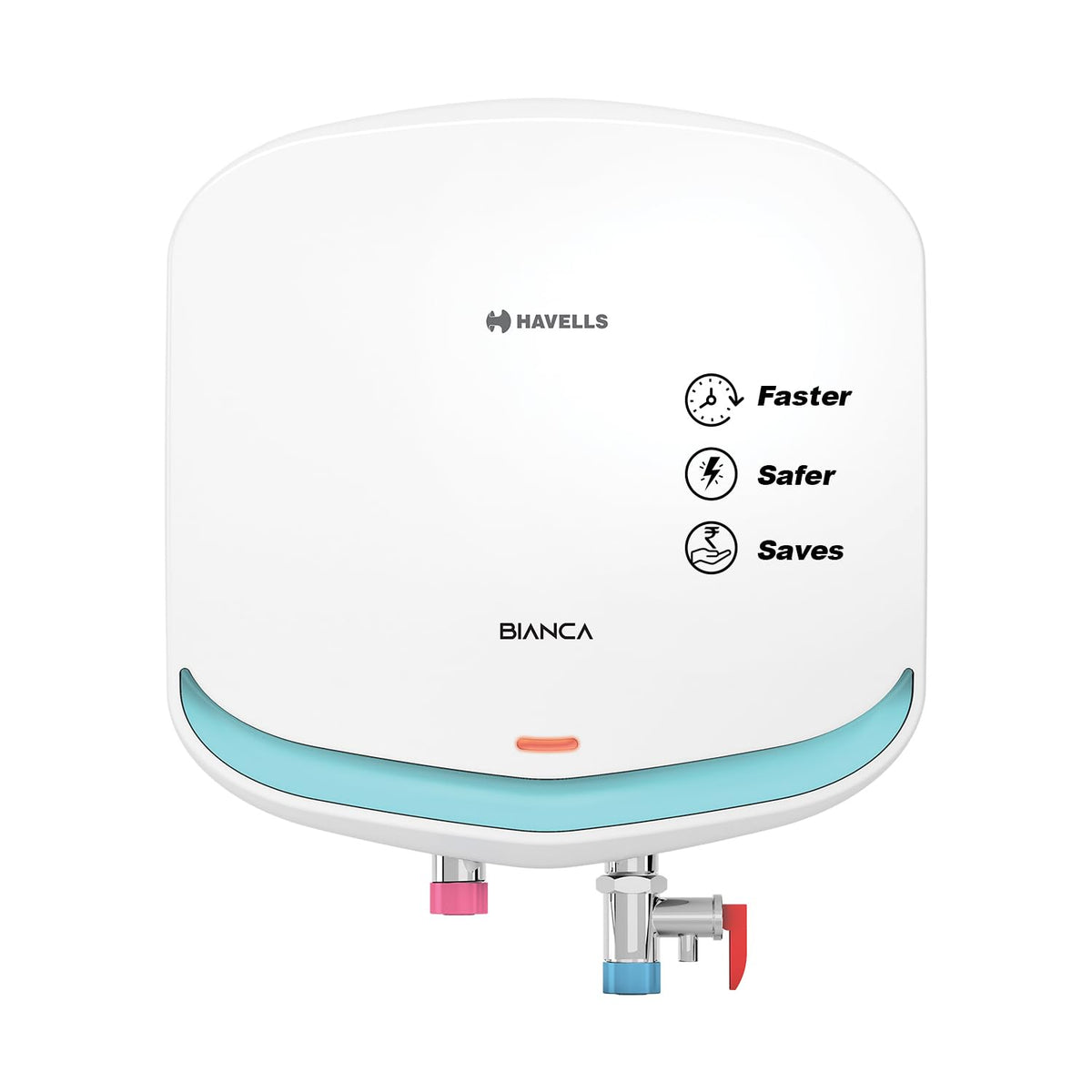Havells Bianca 3 Litre Instant Water Heater(Geyser)| Bi Color LED IndicatorGlass Coated Anti-Rust Tank|Heavy Duty 3 Pin moulded Plug Top|Warranty: 5 Year on Inner Tank &amp; 3 Year on element (White Blue)