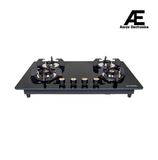 Faber 78 cm 4 Burner Built-in Gas Hob with Brass Burners, Auto Ignition & 8 mm Toughened Black Glass – Hob Maxus HT784 CRS BR CI AI
