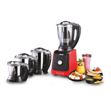 USHA ICHEF 750 Watt Copper Motor Mixer Grinder with 3 SS Jars &amp; Translucent blender PC Jar with fruit filter| Hands Free operation with Dual Safety Lock| (Red/Black)