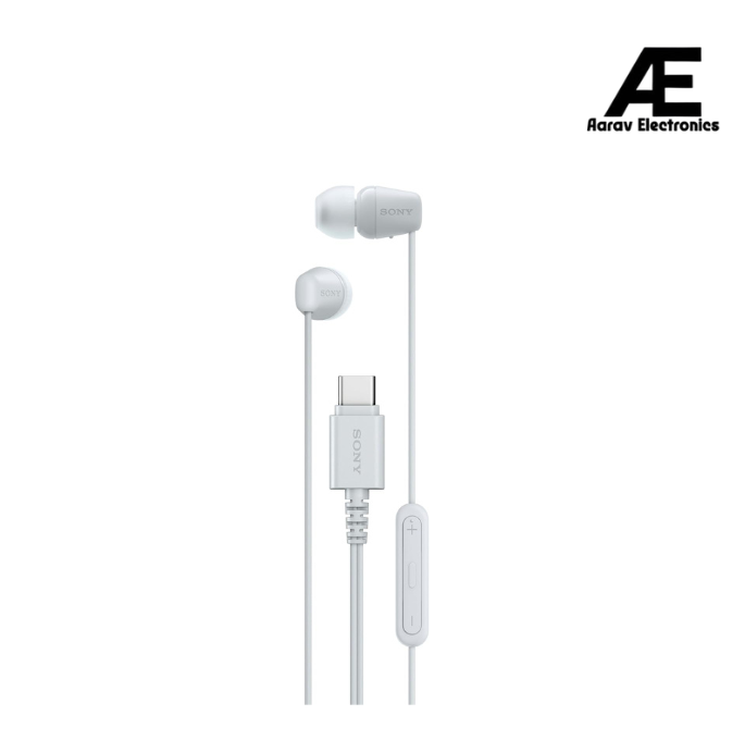 Sony IER-EX15C Wired in Ear Type C Headphones, in-Line Remote for Volume &amp; Mue Function with Mic, Tangle Free Serration Wire, Compatible with USB-C Devices, High Sound Quality (White) (Open box / without box)
