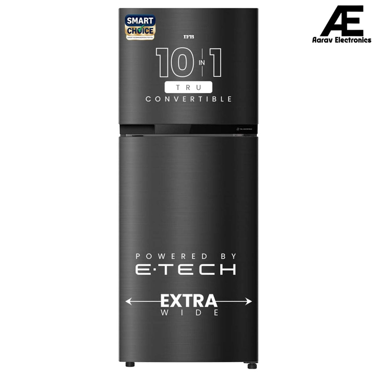 IFB Smart Choice 241L 3 Star Tru Convertible 10-in-1 Advanced Inverter Frost Free Double Door Refrigerator (IFBFF-2913DKSET, Metal Black, 360 Degree Cooling, Extraordinary Space)