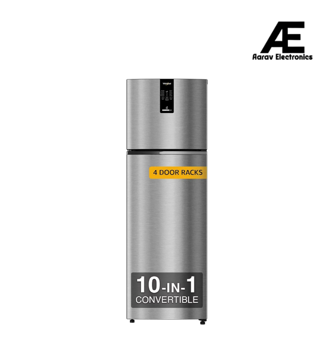 Whirlpool IntelliFresh Pro 235L 2 Star Inverter Convertible Frost Free Double Door Refrigerator with Multi Air Flow, Toughened Glass Shelves & Stabilizer-Free Operation, Illusia Steel – IFPRO INV CNV 278 ILLUSIA STEEL(2S)-Y (22343)