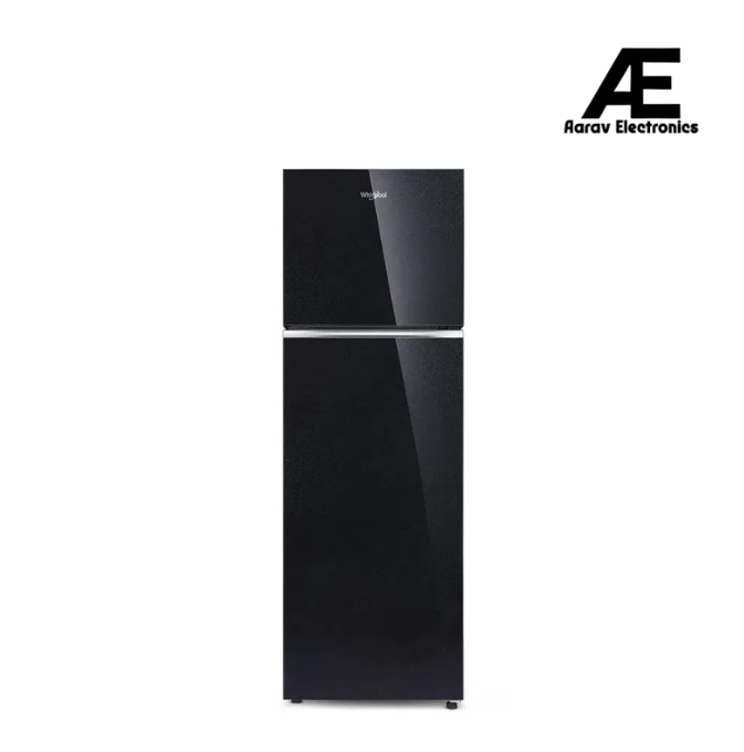 Whirlpool IntelliFresh 259L 2 Star Inverter Frost Free Double Door Refrigerator with Multi Air Flow, Toughened Glass Shelves & Stabilizer-Free Operation, Crystal Black – IF INV ELT 305GD CRYSTAL BLACK(2S)-Y (22381)