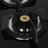 Faber 78 cm 4 Burner Built-in Gas Hob with Brass Burners, Auto Ignition & 8 mm Toughened Black Glass – Hob Maxus HT784 CRS BR CI AI