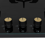 Faber 78 cm 3 Burner Built-in Gas Hob with Brass Burners, Auto Ignition & 8 mm Toughened Black Glass – Hob Maxus HT783 CRS BR CI AI
