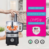 INALSA Food Processor For Kitchen With Mixer Grinder Juicer|1000 Watt Copper Motor|2.5L Processing Jar|Chopping,Kneading Blade|Citrus Juicer|Shredding,Slicing,Whisker&amp;French Fries Cutter-Inox1000 Pro