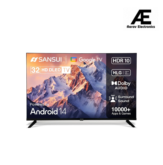 SANSUI 2025 New Launch 80 cm (32) | HD Smart Google 5.0 (Android 14)| A+ Grade Panel | Dynamic Color Enhancer| Dolby Audio| Filmmaker Mode | HDR10| 60Hz Refresh Rate LED TV (JSW32HG5)