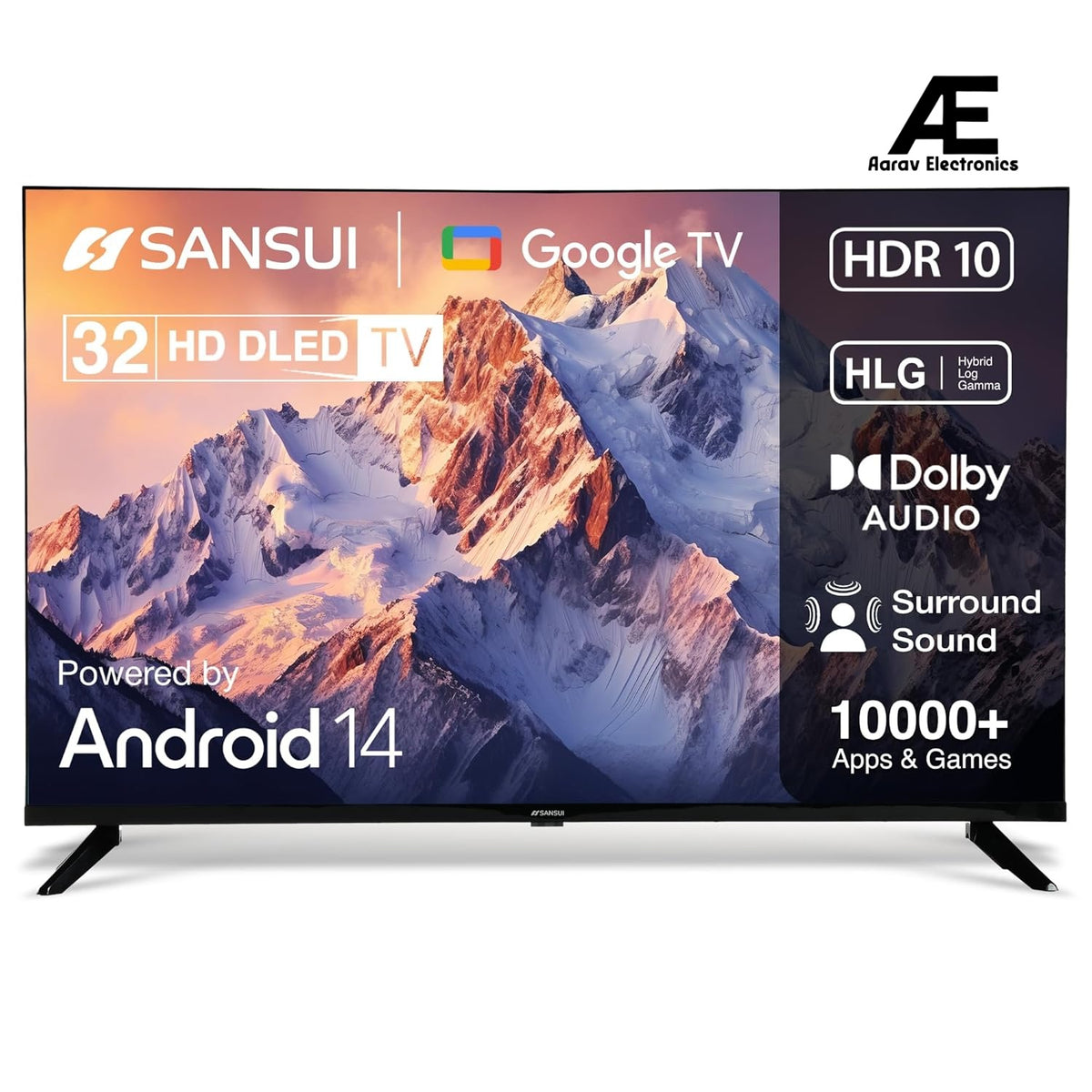 SANSUI 2025 New Launch 80 cm (32) | HD Smart Google 5.0 (Android 14)| A+ Grade Panel | Dynamic Color Enhancer| Dolby Audio| Filmmaker Mode | HDR10| 60Hz Refresh Rate LED TV (JSW32HG5)