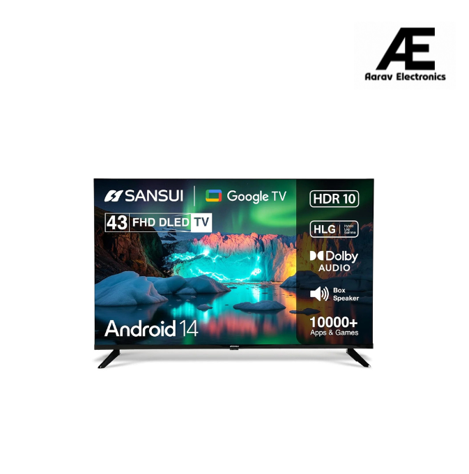 SANSUI 109cm (43inch) Full HD Smart Google 5.0(Android 14) with Dolby Audio, BOE Panel, Filmmaker Mode, HDR10, Google Assistant,A+ Grade Panel, LED TV (JSW43FHG5)