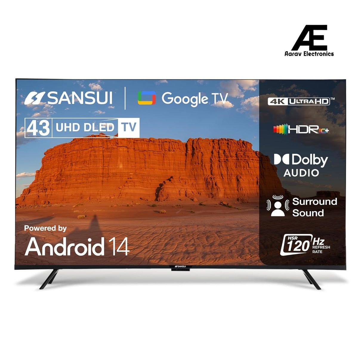SANSUI 2025 New Launch 109 cm (43) | Full HD Smart Google TV 5.0 (Android 14) | Bezel Less Design | A+ Display | MEMC| HSR 120Hz| HDR10 &amp; HLG LED TV (JSW43UG23)