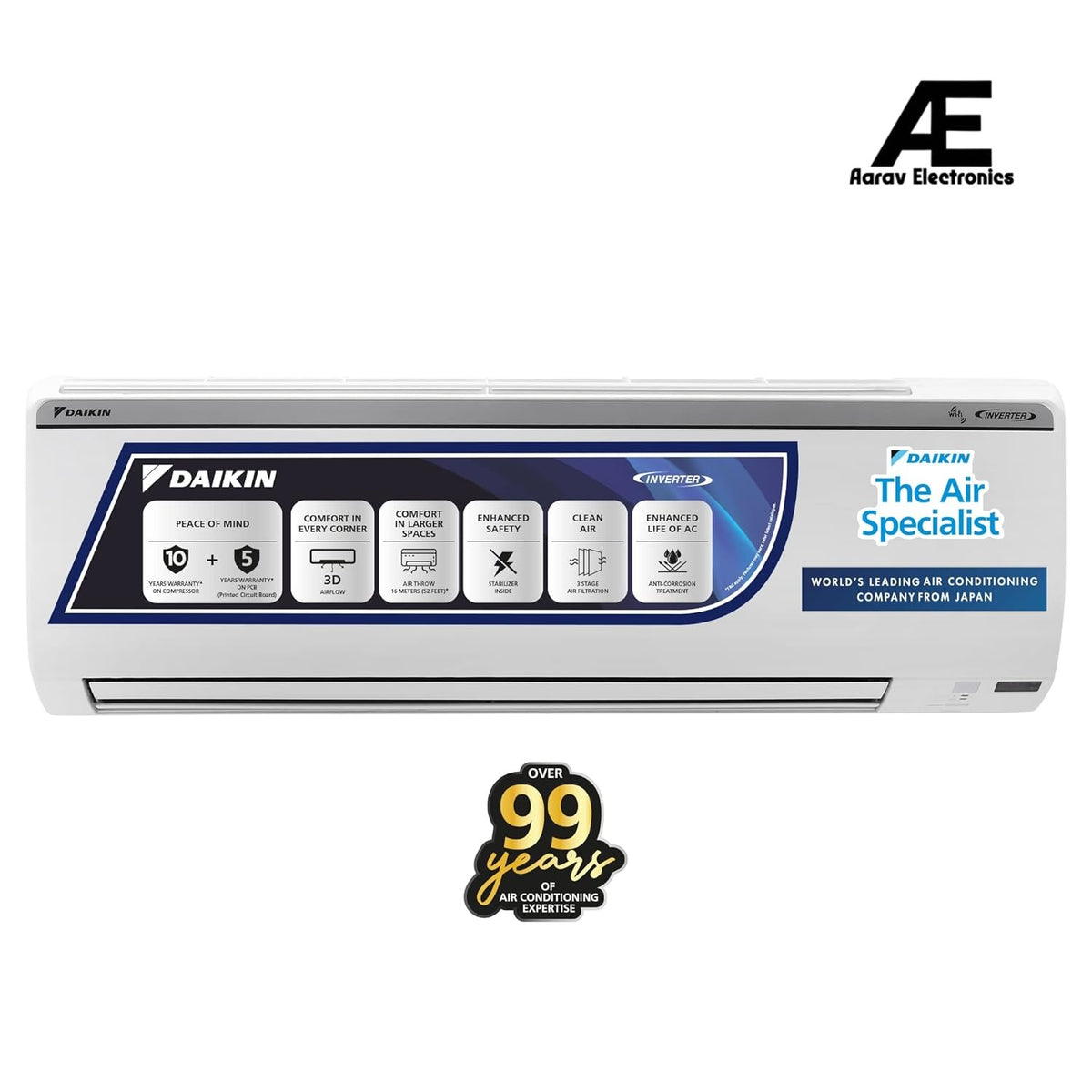 Daikin 1.8 Ton 5 Star Inverter Split AC (Copper, PM 1.0 Filter, 2022 Model, JTKJ60UV16U, White) (Open Box / Without Box)