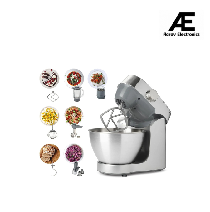 KENWOOD Stand Mixer Kitchen Machine PROSPERO+ 1000W with 4.3L Stainless Steel Bowl,K-Beater,Whisk,Dough Hook,Blender,Meat Grinder,Roto Food Cutter, Multi Mill KHC29.Q0SI Silver