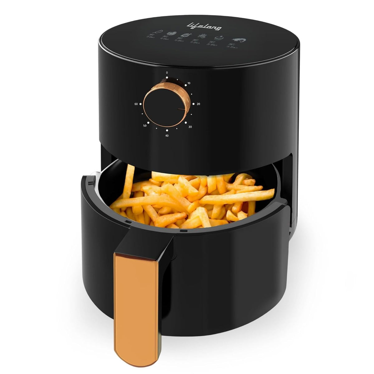 Lifelong 2.5L Air Fryer For Home-800W Small Airfryer Machine To Fry,Bake&amp;Roast With Timer Control-Oil Free Fryer Machine-Electric Air-Fryer With 360° Hot Air Circulation Technology (Llhf26),Black