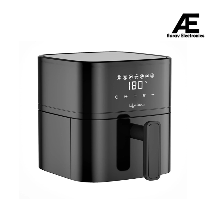 Lifelong 4.2 Litre Digital Air Fryer |Detachable Handle, Touch Control, Non-Stick Basket, Rapid Air Technology |Oil-Free Cooking for Frying, Grilling, Roasting & Baking|Energy Efficient,Compact Design